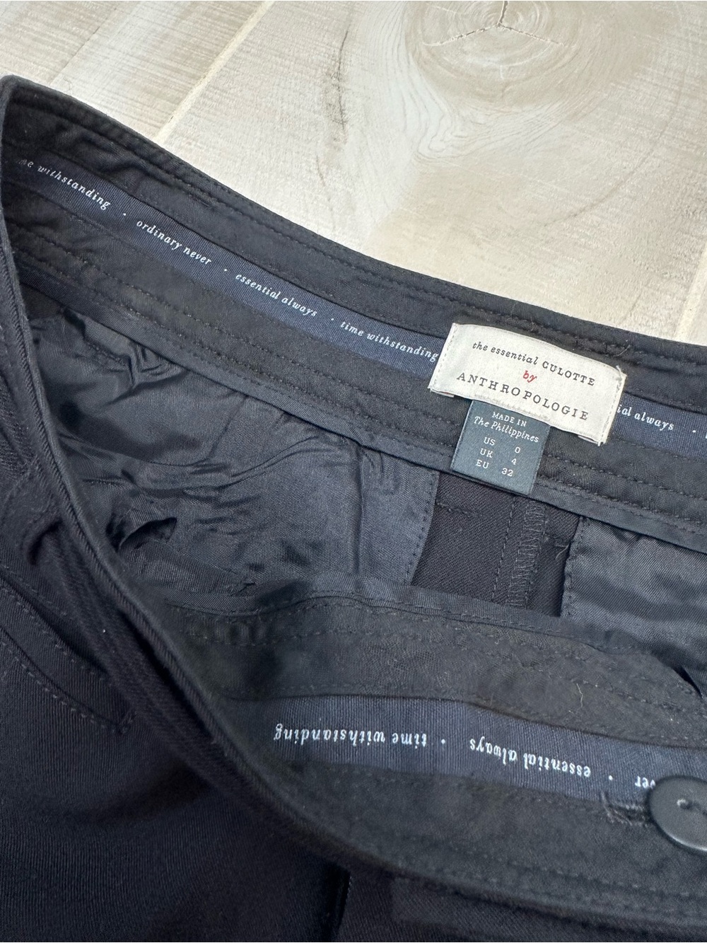 Anthropologie Women's Essential Culotte Black Wide leg with Belt - Picture 2 of 10